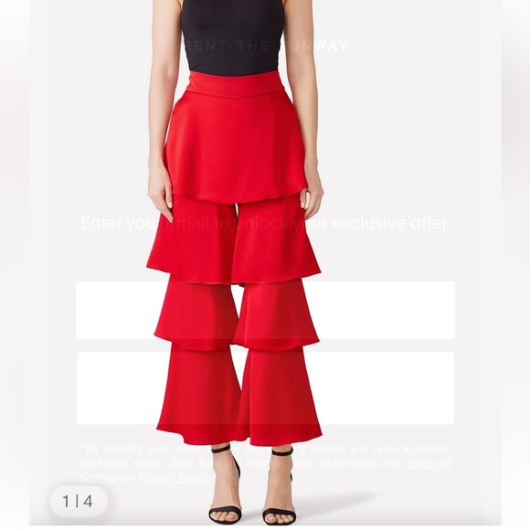 Osman Red Felix Ruffle Trousers layered wide leg high rise 12 - Picture 14 of 15